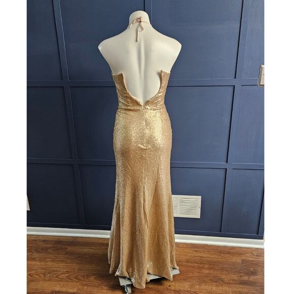 Bari Jay Bridesmaids 1666 Sequin Champagne Dress sz 4 - Picture 2 of 8